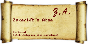 Zakariás Absa névjegykártya